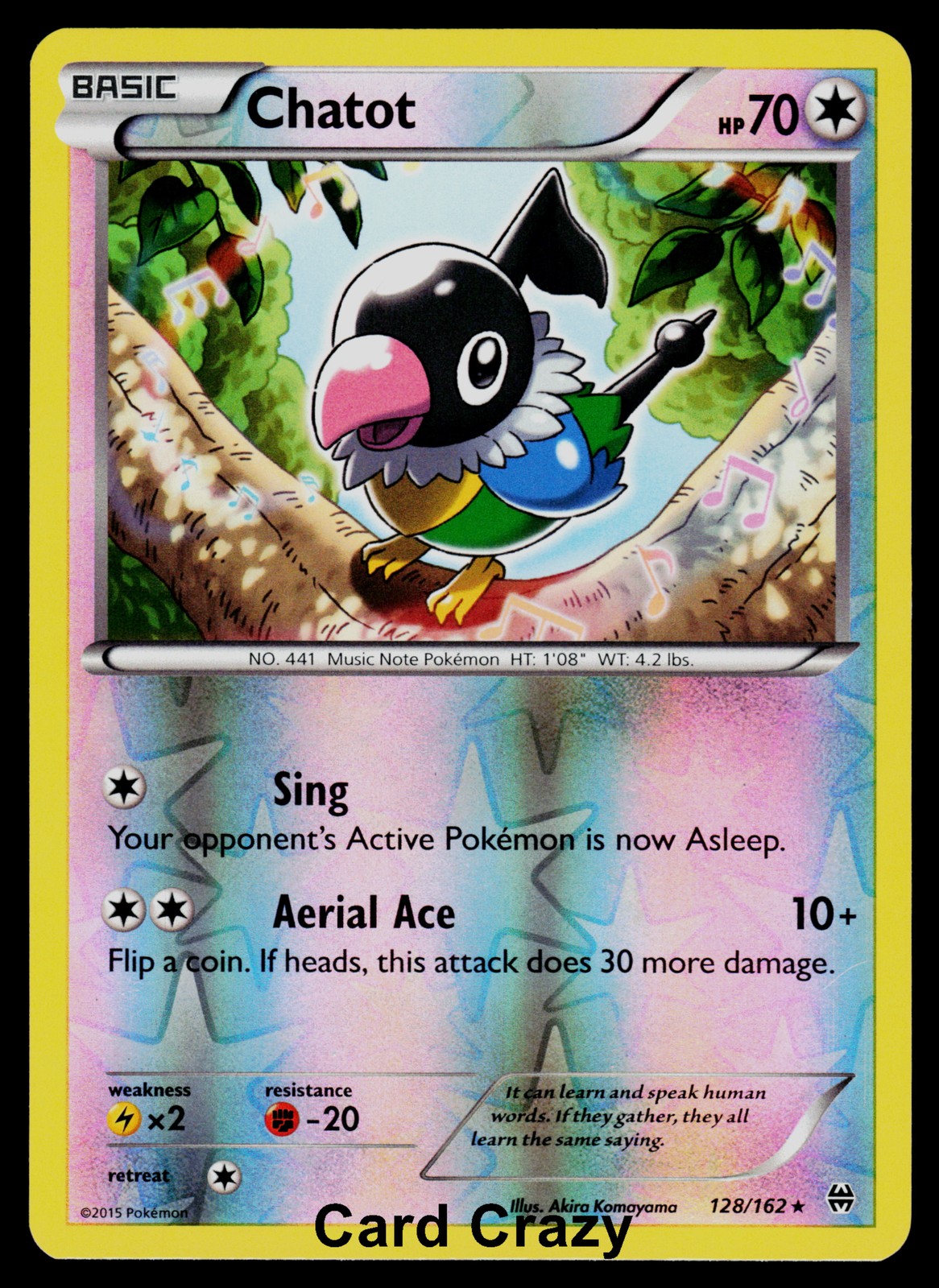 Chatot 128/162 Reverse Holo - XY - BREAKthrough Pokemon Card [Near Mint]