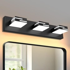 LED Modern Bathroom Vanity Light Fixtures 3-Light 5CCT Dimmable Matte Black V...