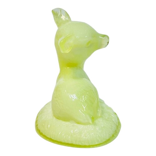 Boyd Art Glass Bingo the Deer Fawn 1997 Lemon Custard Vaseline GLOWS - Picture 10 of 12