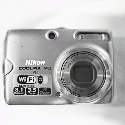 Nikon COOLPIX P3 Retro Wi‑Fi Camera VR TESTED, & A 3 Batteries