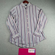 Polo Ralph Lauren Shirt 16.5 Regent Custom Purple Striped Button Up Long Sleeve