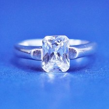 Size 5.75, vintage Sterling 925 silver handmade engagement ring with cz