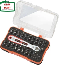 ROTATION 44Pc Bit Set with 1/4 Mini Ratchet Offset Screwdriver, Portable Case, C
