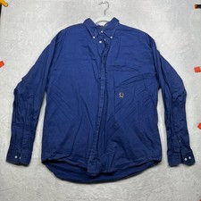 Tommy Hilfiger Hidden Placket Button Down Shirt Men's Navy Blue Cotton Classic