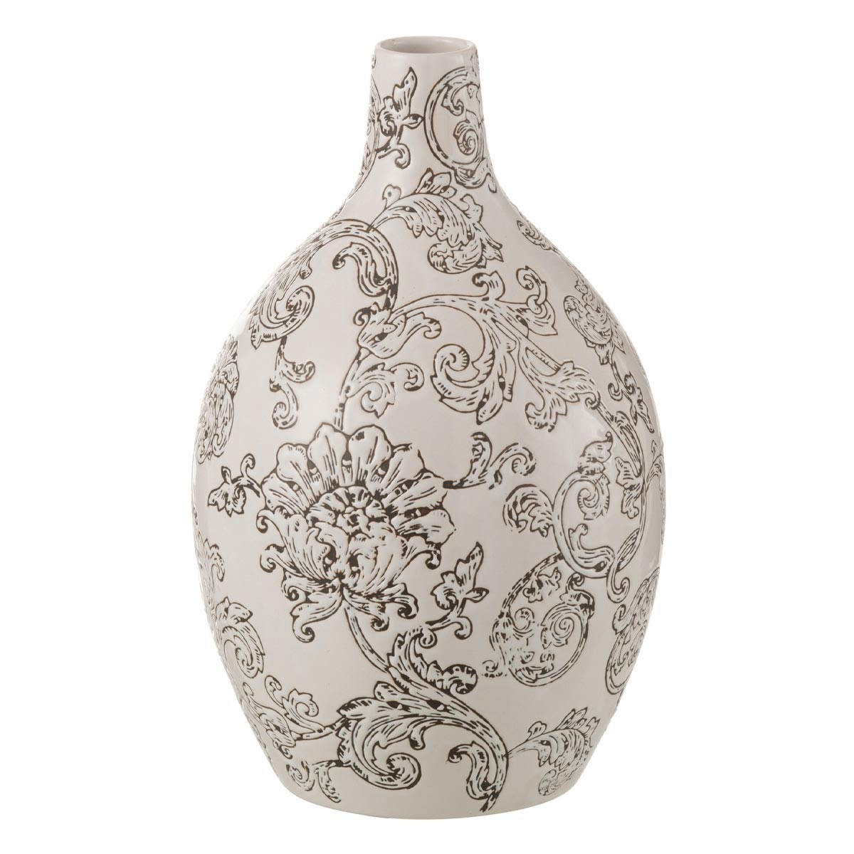 Vase rond en porcelaine Zen 33cm de qualite superieure bicolore pour interieur luxueux