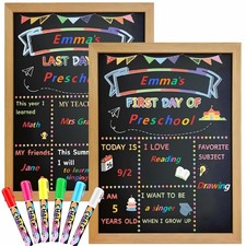 First and Last Day of School Sign 12"x16" - Double-Sided Chalkboard with Soli...