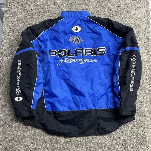 Vintage Polaris Snowmobile Racing Coat Jacket Pullover Blue Black Size XXL 2XL - Picture 9 of 13