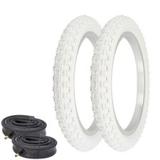 PRO Bicycle TIRE 16" x 2.125 ALL WHITE COMP 3 2 TIRES, HEAVY-DUTY TUBES, MTB
