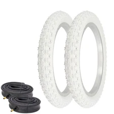 PRO+ Bicycle TIRE 16" x 2.125 ALL WHITE COMP 3 (2) TIRES,  HEAVY-DUTY TUBES, MTB