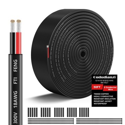 18 Gauge Wire 2 Conductor Electrical Wire, 18 AWG Wire Stranded PVC Cord, 12V...
