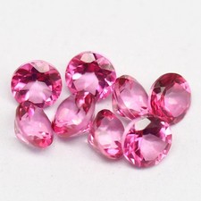 40 Pcs Natural Pink Sapphire 8 mm Round Cut Faceted Certified Loose Gemstone Lot
