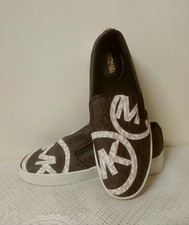Michael Kors Keaton Brown/White Signature "MK" Logo Sneakers Women's Size 6M