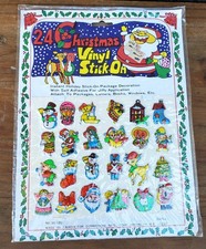 Vintage 24 Piece Christmas Sticker Puffy Stick-On Vinyl Santa Taiwan