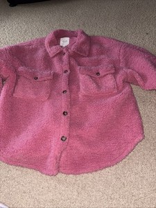 Le Lis Women’s Ladies Pink Sherpa Jacket Coat Button Paper Store Sz Medium M NEW