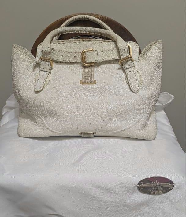 FENDI Band Bag Selleria Villa Borghese White 13a