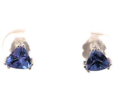 .95CT 14K Gold Natural AAAA Grade Block D Tanzanite Stud Engagement Earrings 