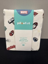Pillowfort Twin Size Super Hero Face Kids' Sheet Set - The Marvel Collection