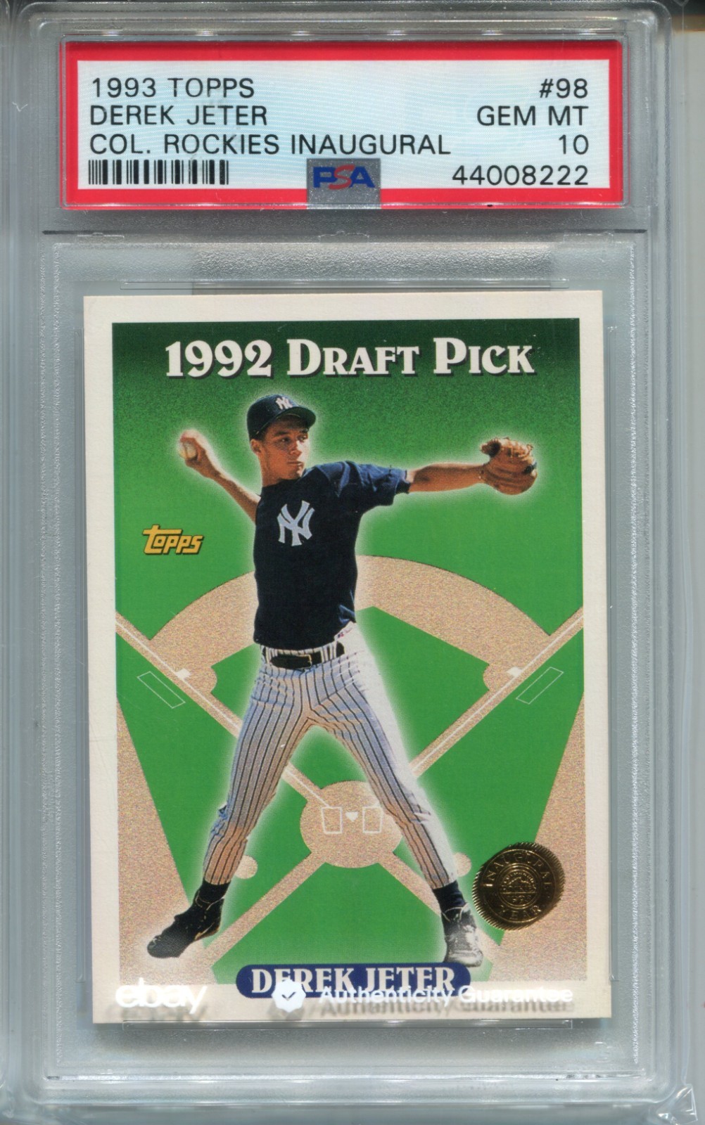 1993 Topps Derek Jeter Rookie Card PSA 10 Gem Mint Colorado Rockies Inaugural