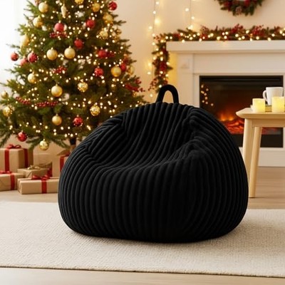  Stuffed Animal Storage Bean Bag Chair Cover (No Large Black Ribbed Rabbit Fur