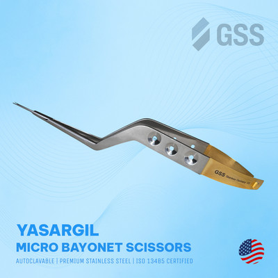 Yasargil Micro Scissors Bayonet 6.5'' | German Stainless | ISO 13485 Certified