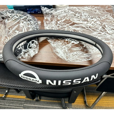 For Nissan New Black 15 Diameter Car Auto Steering Wheel Cover Genuine Leather
