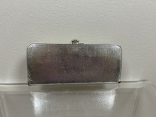 Vintage 1960s 2 Sided Snap Kiss Lock Silver Lame Wallet Billfold 7.5" Wide