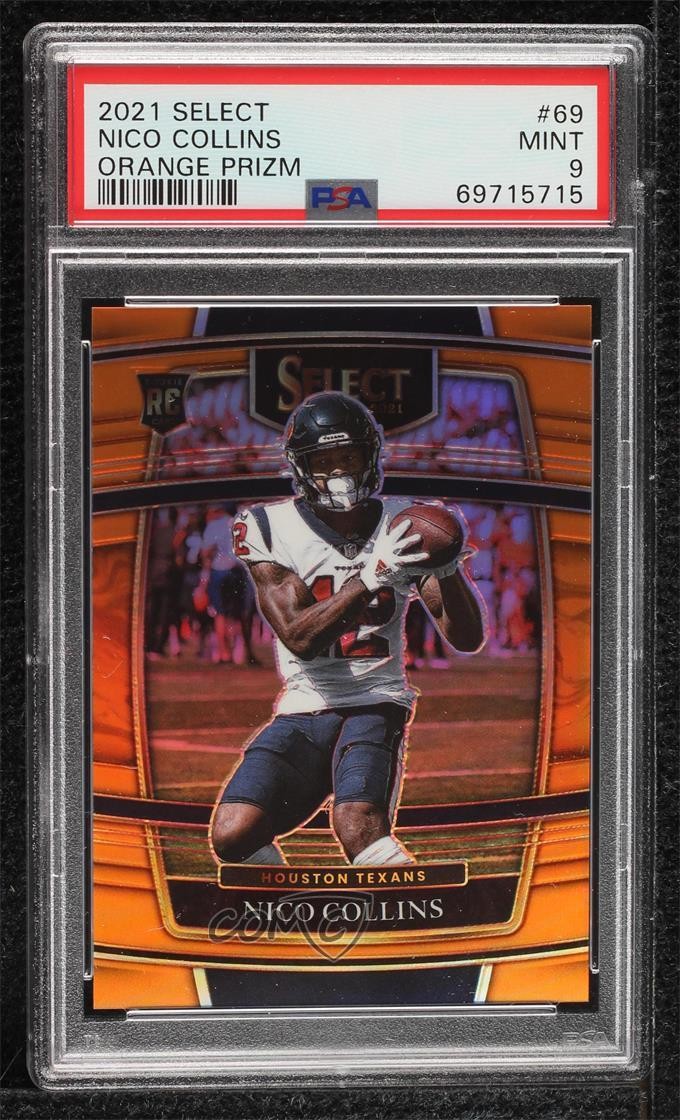 2021 Panini Select Concourse Orange Prizm 47/49 Nico Collins #69 PSA 9 MINT y8h