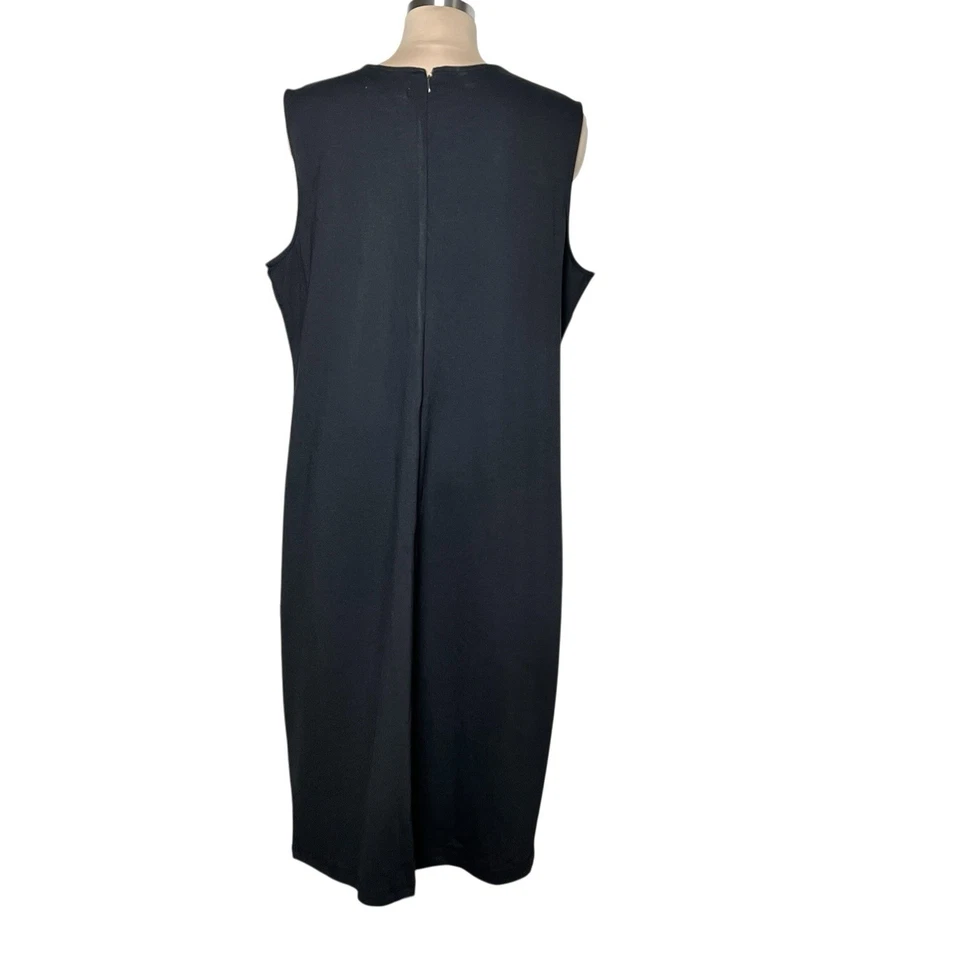 Nordstrom Rack Midi Dress Women 2X Sleeveless Shift Black Rayon Blend Back Zip - Image 2 of 4