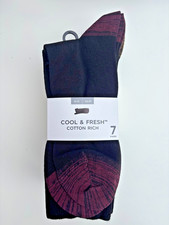 M&S Marks & Spencer Men's Cotton Rich Socks 7 Pairs Black - Coloured Heel & Toe
