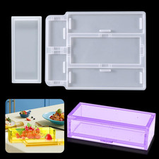 Rectangle Resin Box Mold Jewelry Box Molds with Lid Container Silicone Molds for