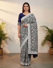 Warm Worth Women's Georgette Saree Aari Embroidery, With Unstiched Blouse