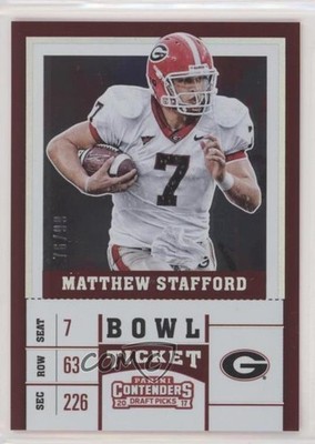 2017 Panini Contenders Draft Picks Bowl Ticket 76/99 Matthew Stafford #75 6ed