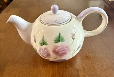 Herman Dodge & Son Hand Painted Floral Ceramic Teapot with Lid and Handle