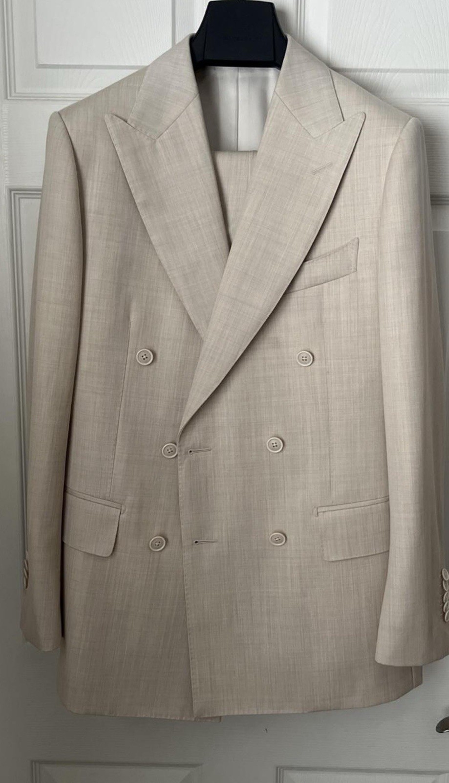Suitsupply 36R Beige Milano Double Breasted Suit & Trousers