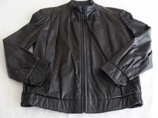 Ladies Black Leather Jacket Waist Length Size 15/16 Vintage Hide & Chic C1970s