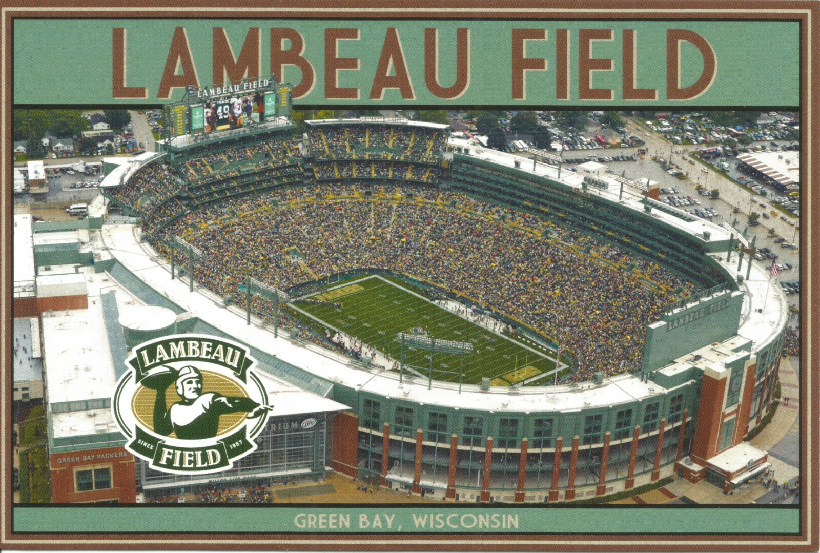 Vintage NFL Green Bay Packers Lambeau Field Football Stadium Postcard KEN BOWMAN