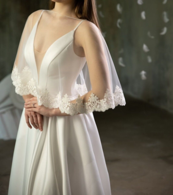 Bridal cape glitter Lace Shoulder sheer cover up Wedding dress | eBay