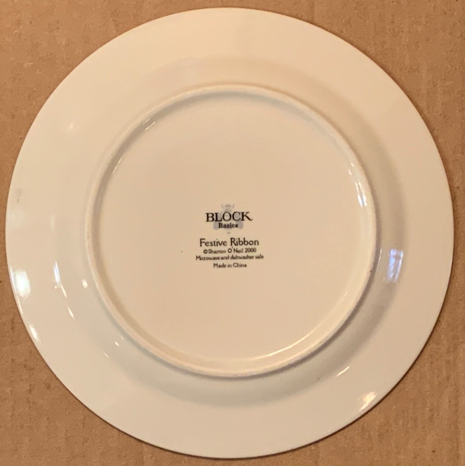 Block Basics Sharron O’Neil 2000 Festive Ribbon & Bird Pattern 8” Salad Plate /s