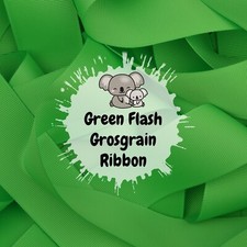 Green Flash Grosgrain Ribbon - 7 Widths Available From 6mm To 50mm