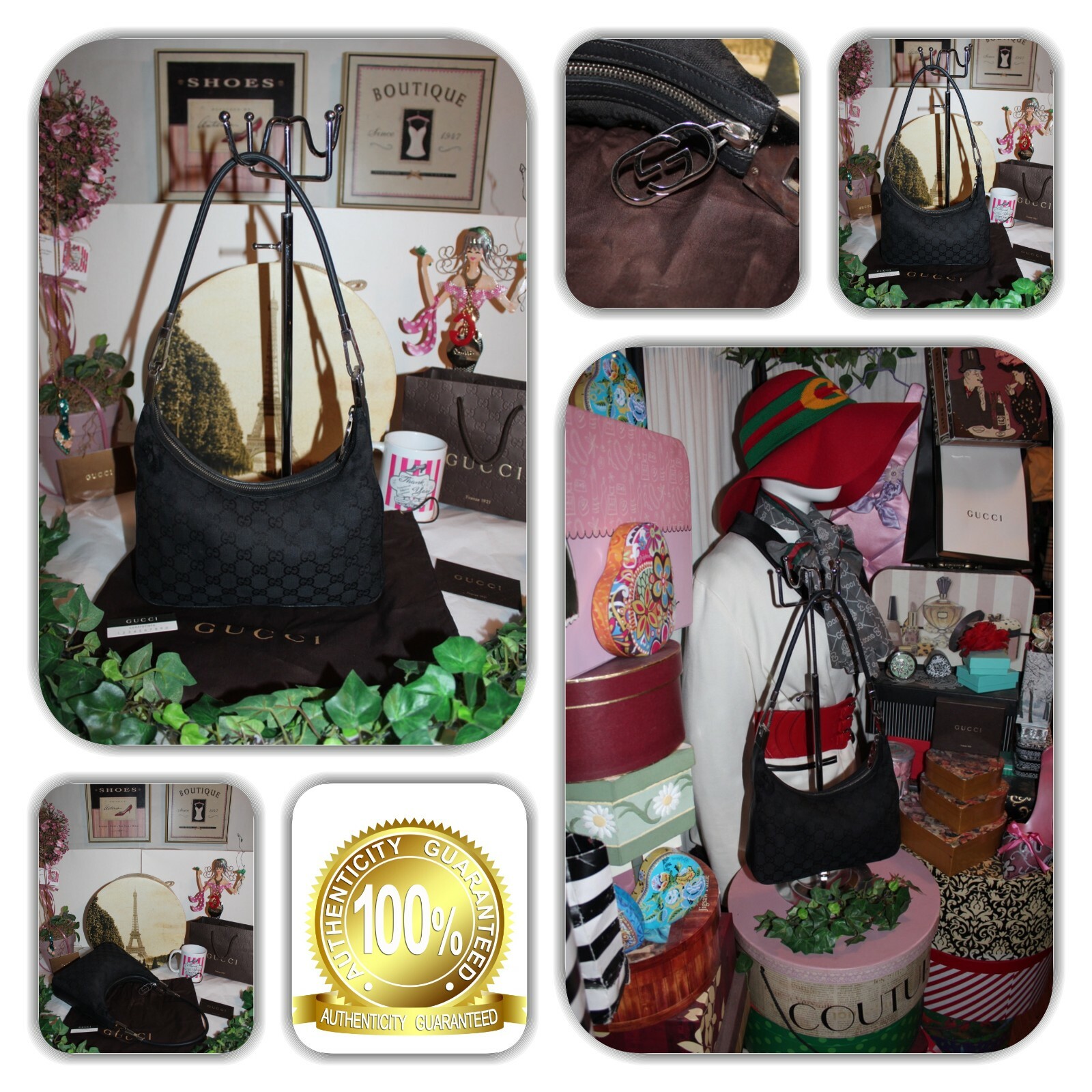 ALLURING GUCCI BLACK GG MONOGRAM SMALL HANDBAG! - image 12