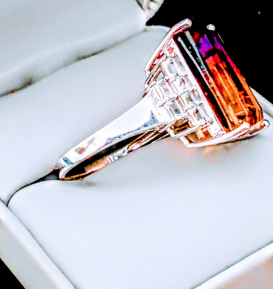 AMETRINO CORTE ESMERALDA 12,84 CT CON TOPACIO BLANCO FORMA MIXTA S/PLATEADO Talla 11 Foto 3 de 4