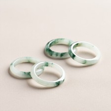 Natural Jadeite Ring Women Men A Grade Green Pot Round Band Ring US Size 5-11