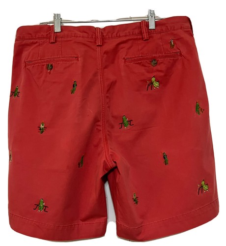 Polo Ralph Lauren Shorts 36 Stretch Embroidered Cricket Squash Coral Red 8.5” - Picture 4 of 10