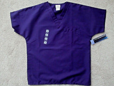 NEW UNISEX  SCRUB UNIFORM TOP  SMALL  White Swan Purple  Short Sleeves