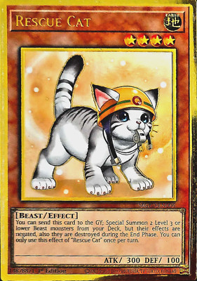 Carta Yu-Gi-Oh! Rescue Cat MGED-EN006 - Edición Premium Gold Rare