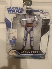 NIP Jango Fett Star Wars Kids Costume, Size Large 12-14 Jumpsuit  Mask