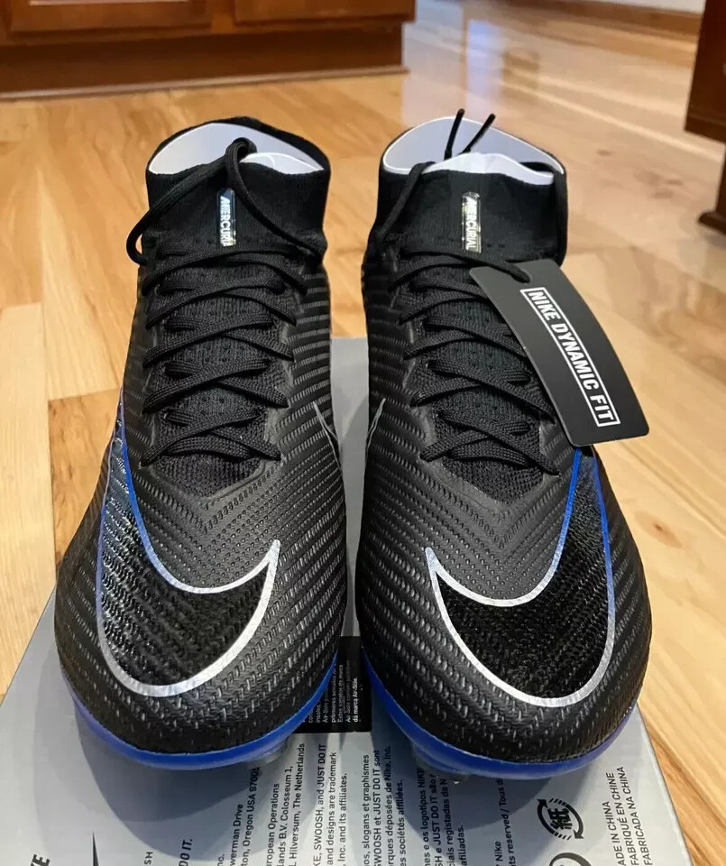 NIKE ZOOM MERCURIAL SUPERFLY 9 PRO FG BLACK-CHROME-ROYAL SZ 13