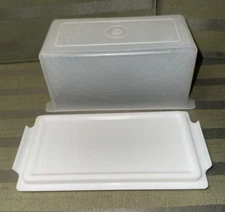 Vintage Tupperware Cheese Double Butter Dish * White with Clear Lid *639-1 638-2