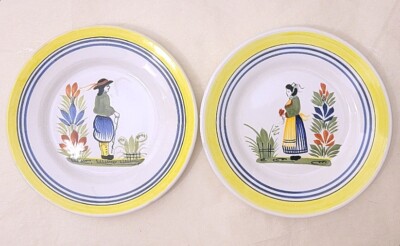 Pair of Two (2) Henriot Quimper France Bread & Butter Plates 6 5/8''          595