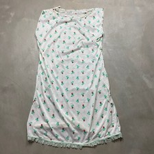 Vintage Silky Nylon Nightgown Negligee Gown Maxi Dress Floral Roses 70s L